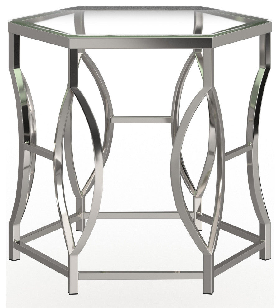 Furniture of America Annette Contemporary Metal End Table in Chrome