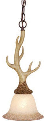 Vaxcel Lighting PD33057 Lodge 1 Light 7"W Antler Mini Pendant - Noachian Stone