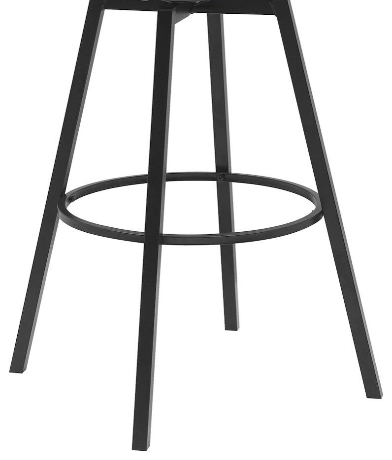 Athena Upholstered Wood Swivel Bar or Counter Stool with Black Metal