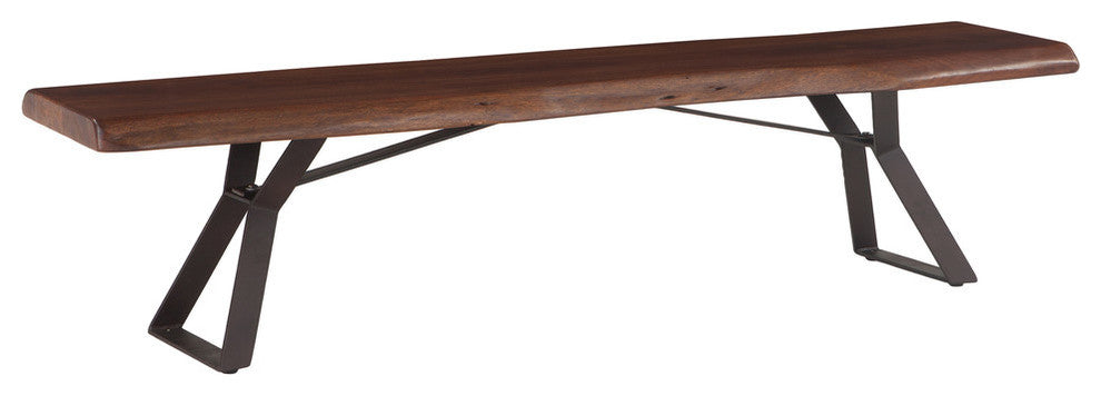 Nottingham 90-Inch Acacia Wood Live Edge Dining Bench in Walnut Finish