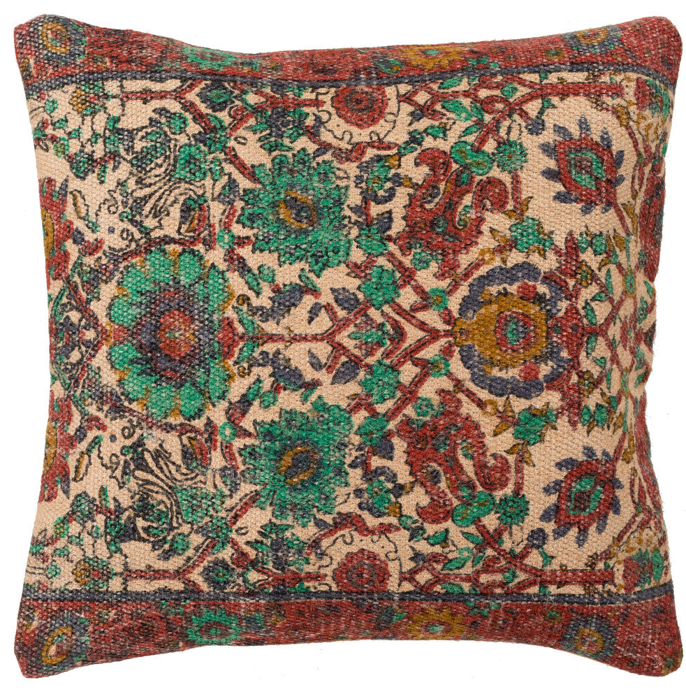 Surya Shadi SD-005 22"x22" Pillow Kit, Yellow/Green/Rose/Orange/Charcoal/Navy