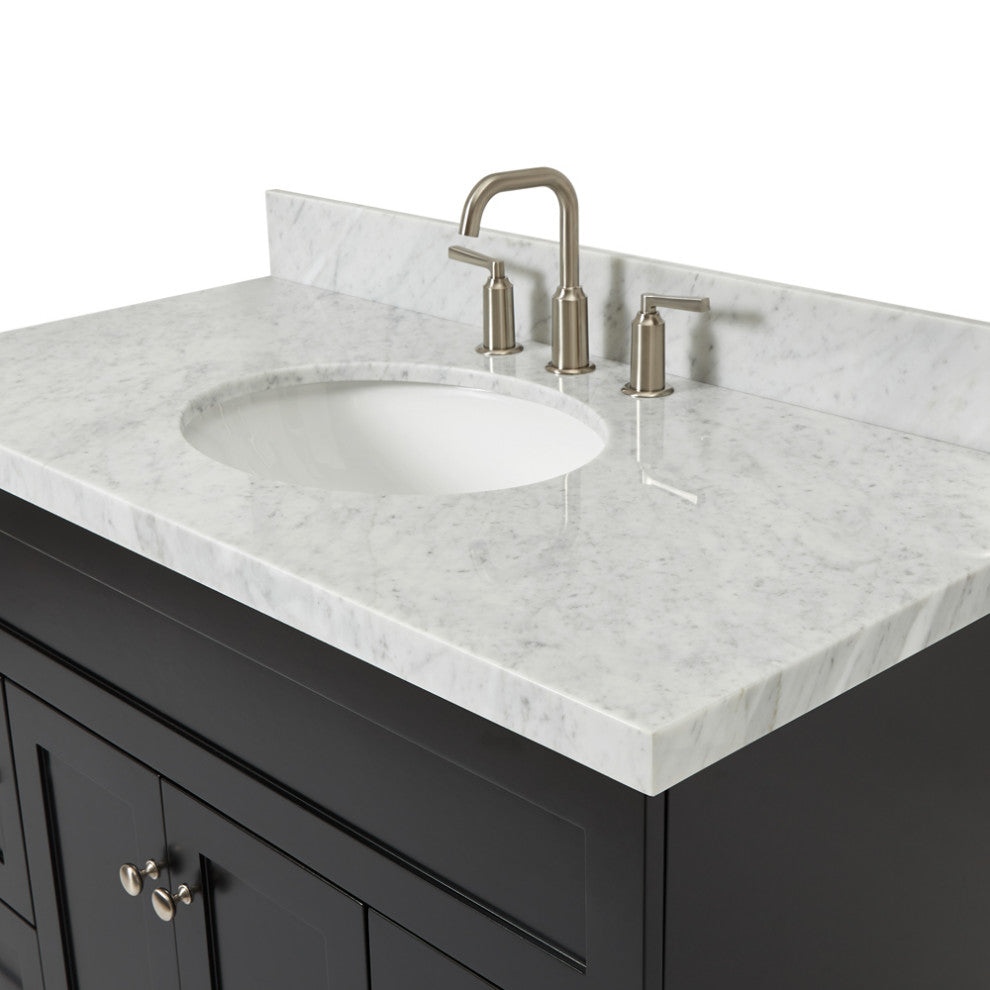 Ariel Hamlet 43" Oval Sink Bath Vanity, 1.5" Carrara Marble