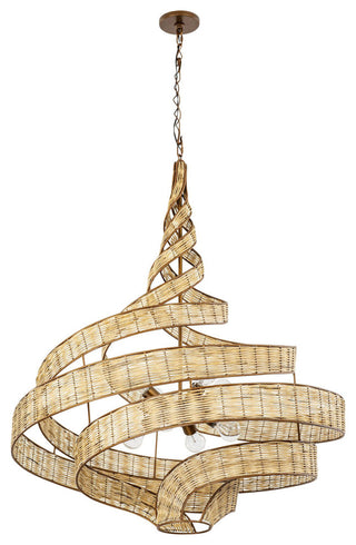 Flow 8-Lt Twist Pendant - Baguette/Natural Rattan