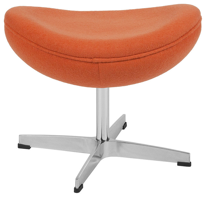 Orange Wool Fabric Ottoman