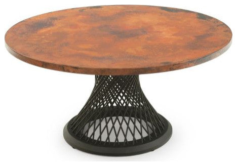 Modern Twisted Spoke Copper Dining Table- Copper Top, Copper, 66x66x31