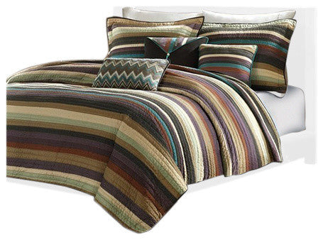 Madison Park Microfiber Quilted 5Pcs Coverlet Set, Twin/Twin Xl