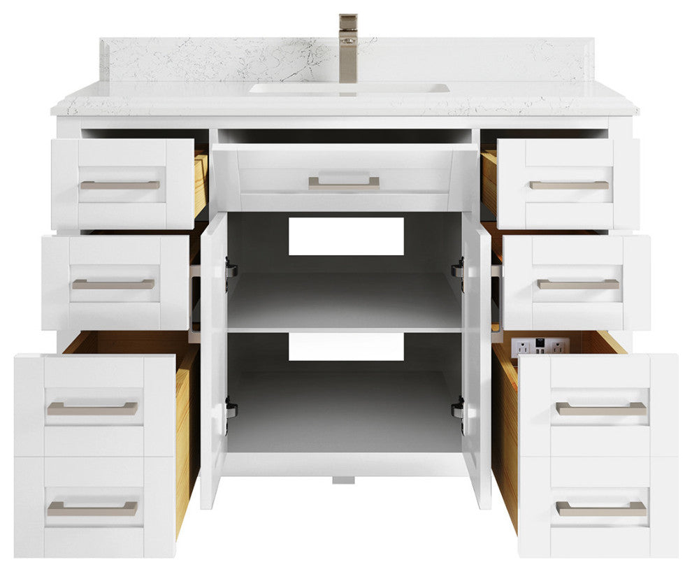 Cambridge 48 Single Sink Bath Vanity in White 1.5" Empira Quartz