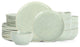 Stone Lain Mirella Stoneware 24-Piece Dinnerware Set, Light Green