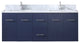 Amelie 60" Navy Blue Double Bath Vanity Cabinet Carrara Marble Top Square Sinks