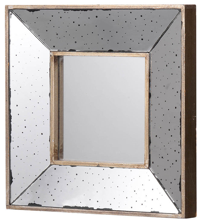 Gewnee Distressed Silver Square Accent Mirror