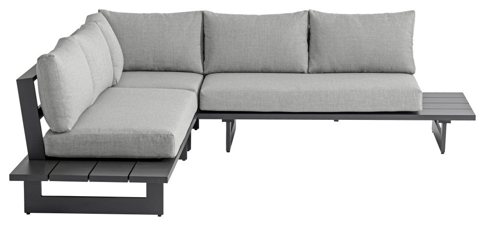 Maldives Outdoor Patio Sectional, Grey, Grey Frame