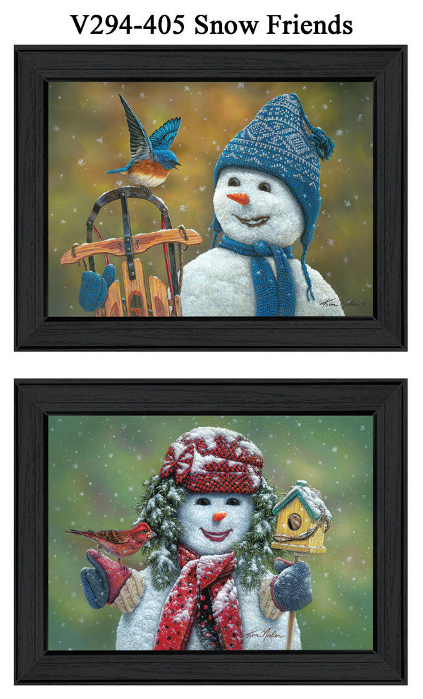 "Snow Friends" Collection By Kim Norlien, Printed Wall Art, Black Frame