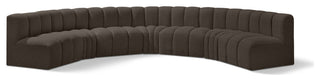 Arc Boucle Fabric Upholstered 7-Pc. U-Shaped Modular Sectional, Brown