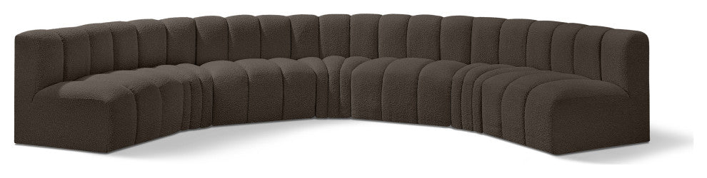 Arc Boucle Fabric Upholstered 7-Pc. U-Shaped Modular Sectional, Brown