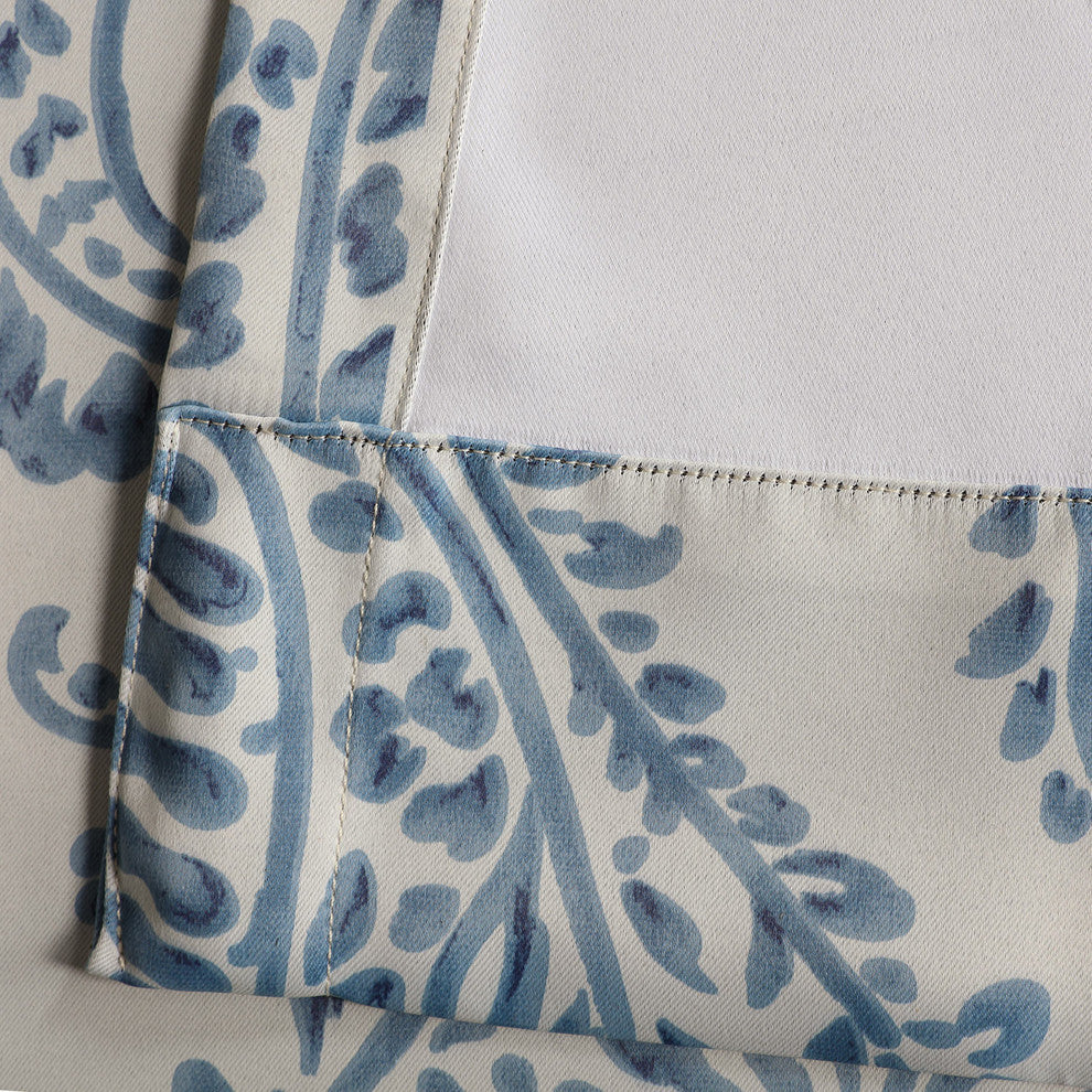 Tea Time Blackout Room Darkening Room Darkening Curtain Pair, China Blue, 50x108
