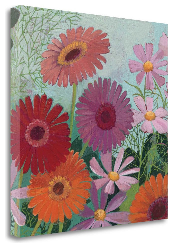 "Cosmos And Gerberas II" By Kathrine Lovell, Giclee Print on Gallery Wrap Canvas