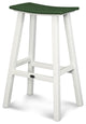 Polywood Contempo 30" Saddle Bar Stool, White / Green