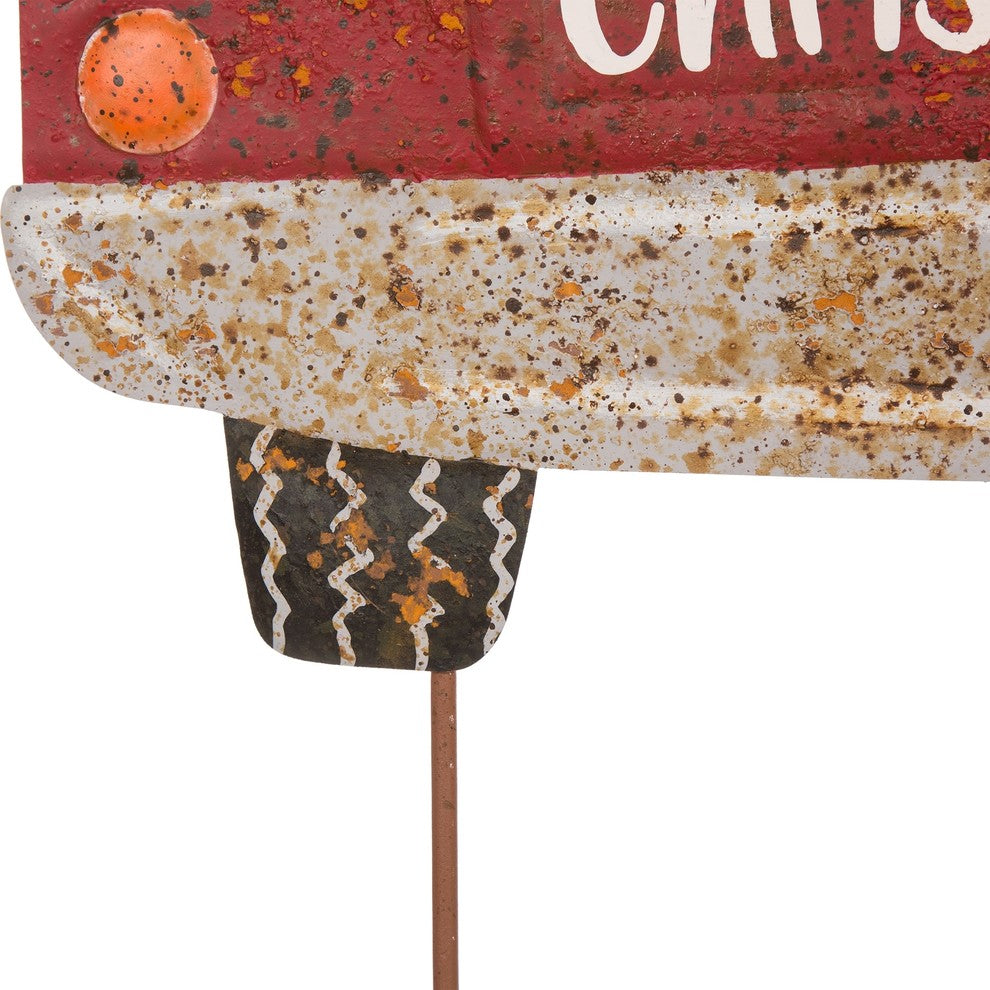 31.89" Rusty Metal Christmas Truck Yard Stake