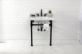 Kingston Brass LMS30MSQ0 30" Carrara Marble Console Sink, Legs