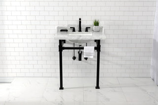 Kingston Brass LMS30MSQ0 30" Carrara Marble Console Sink, Legs