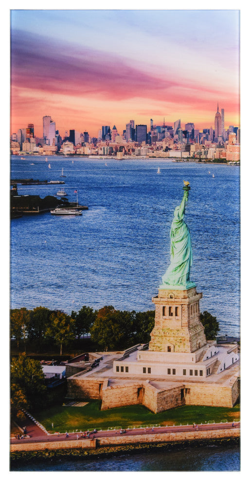 New York View Frameless Free Floating Tempered Glass Wall Art, A