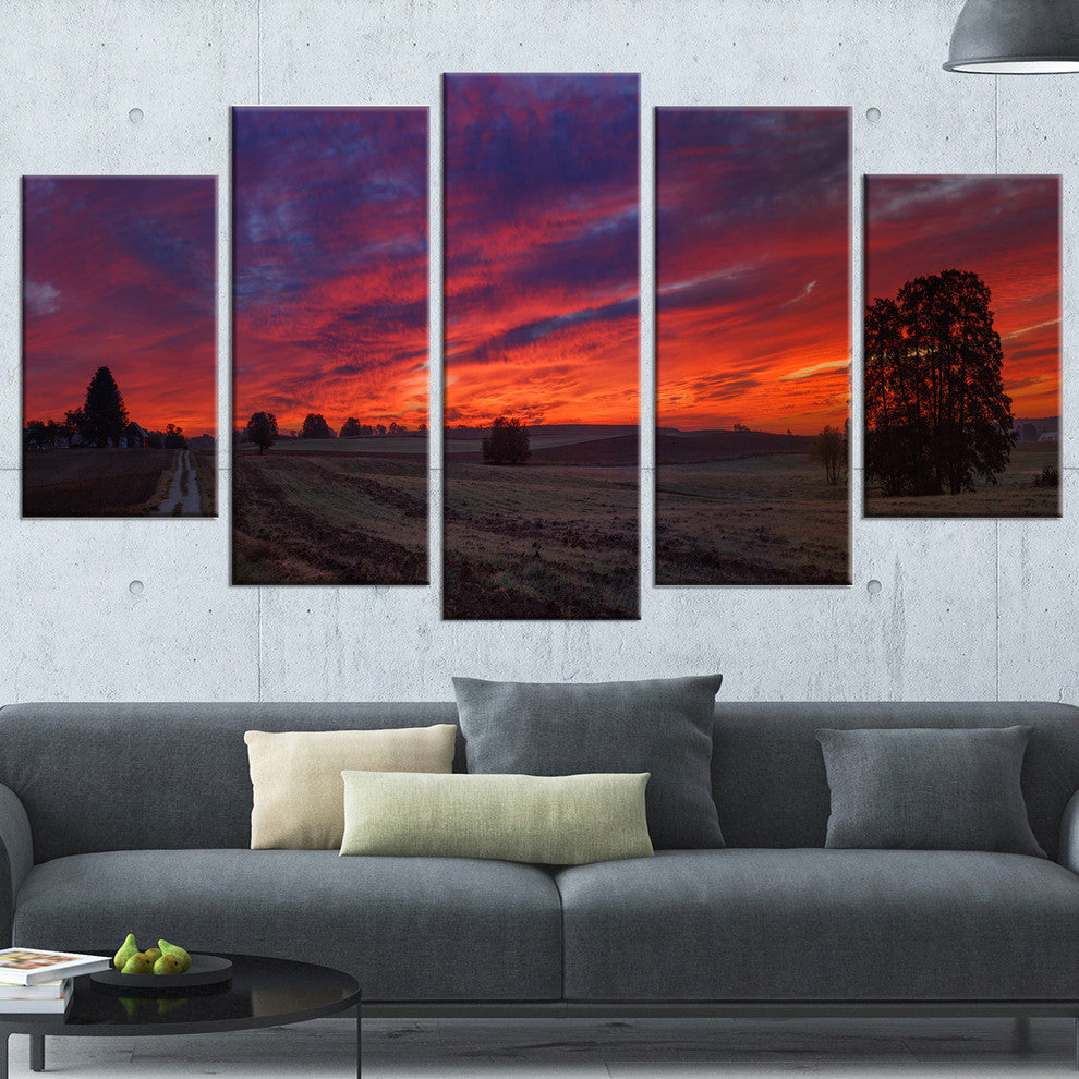 "Gorgeous Cloudy Sky During Fall" Landscape Print Wall Art, 5 Panels, 60"x32"