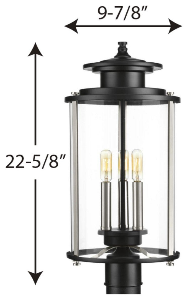 Squire Collection 3-Light Post Lantern, Black