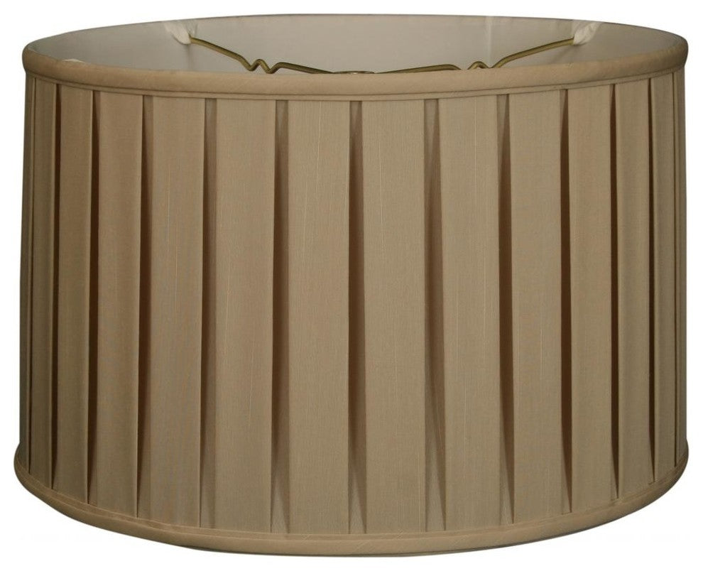 Shallow Drum English Box Pleat Basic Lampshade, 9"x10"x7", Beige, 17"x18"x11.5"