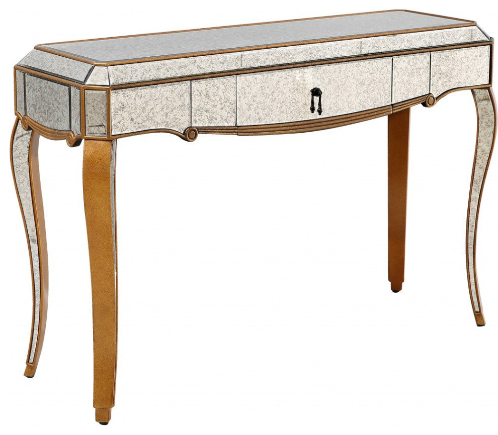 Antiqued Gold Wooden Console Table
