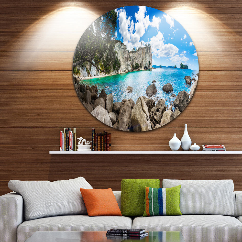 Nestor Notabilis Kea Panorama, Seashore Disc Metal Artwork, 36"