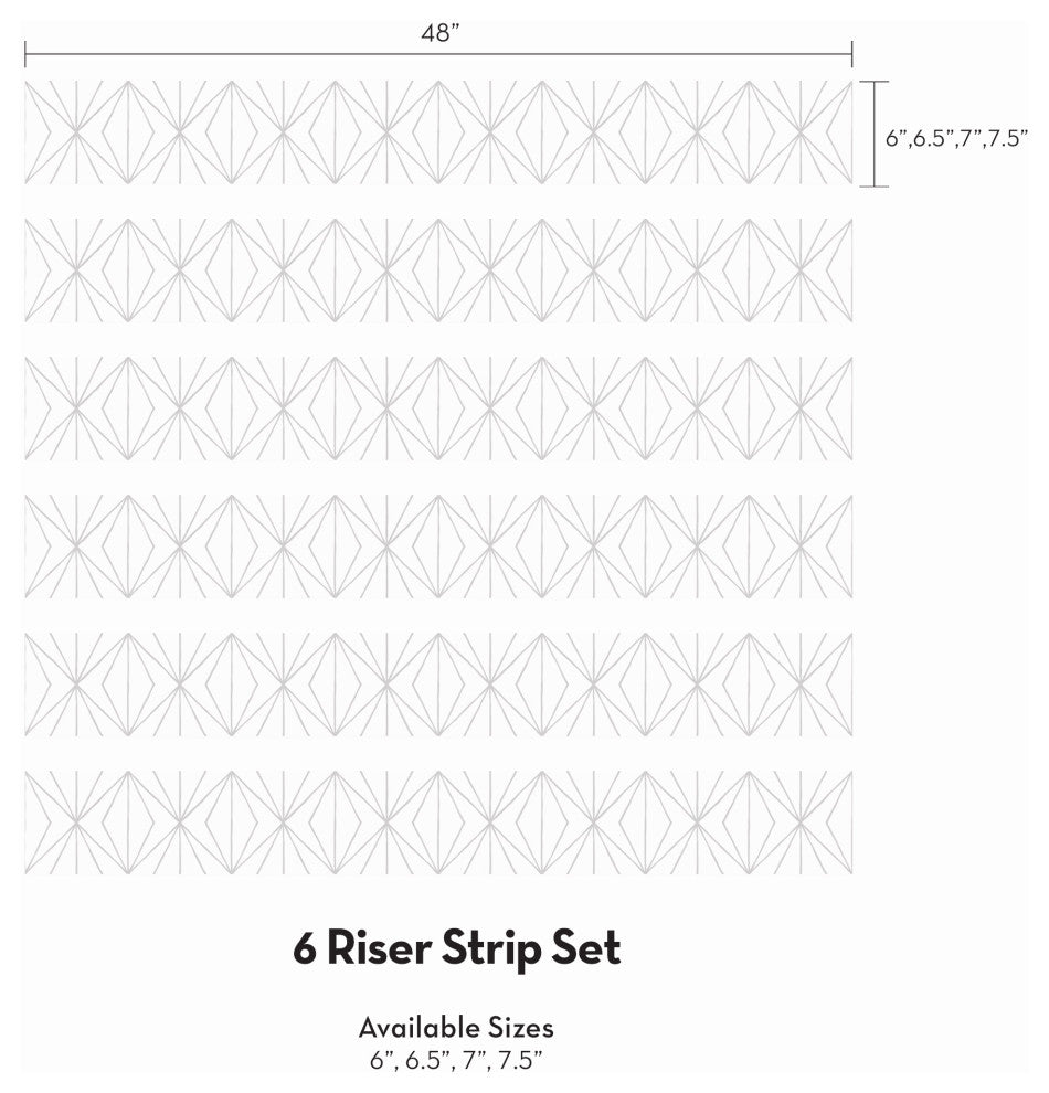 Diamond Points Peel and Stick Stair Riser Strips, Black, 48"w X 7"h, 6 Pack