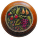 Tuscan Bounty Wood Knob, Hand-Tinted Antique Brass, Cherry Wood Finish, Brass Ha