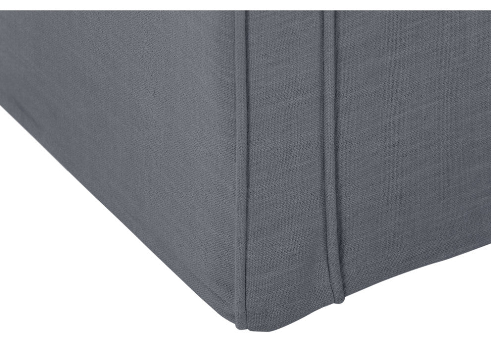 53" Gray And Black Upholstered Linen Bench
