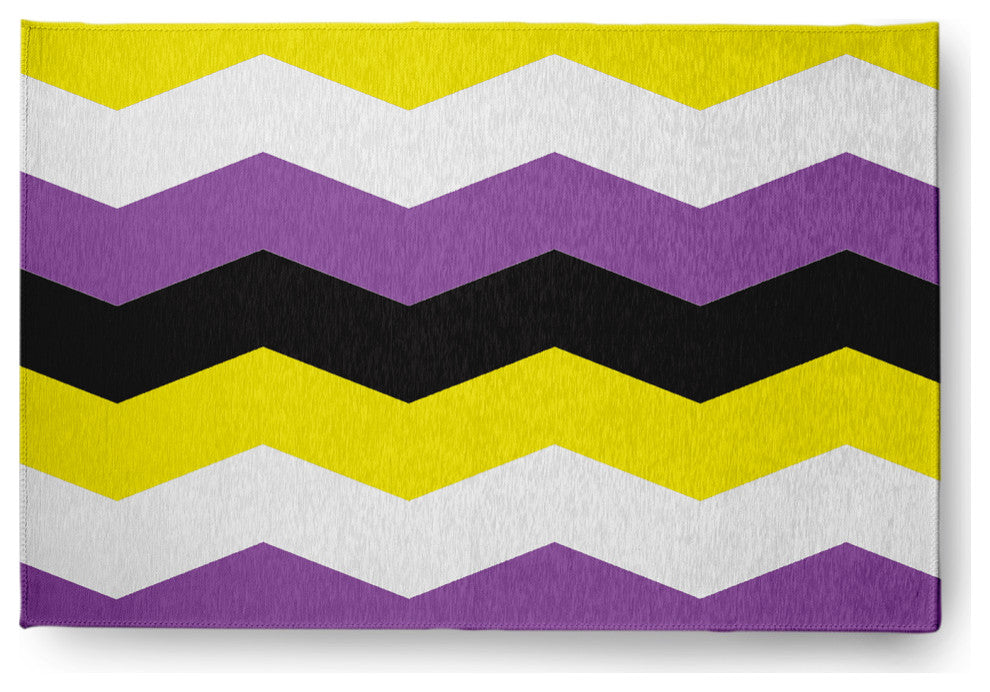 Non-Binary Chevron Chenille Rug, Non-Binary Chevron, 4'x6'
