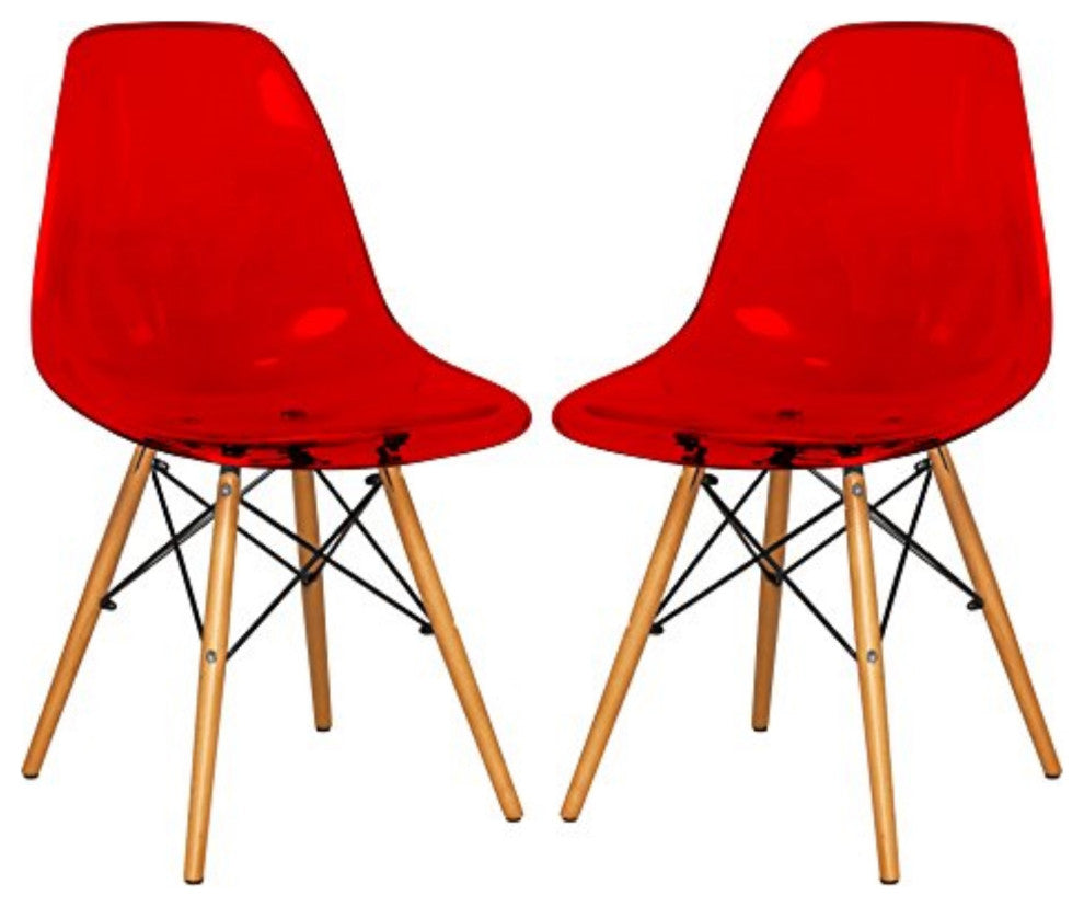 LeisureMod Dover Molded Side Chair, Set of 2