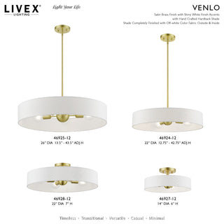 Venlo 4 Light Satin Brass With Shiny White Accents Semi-Flush