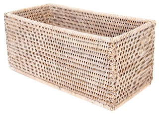 Artifacts Rattan Rectangular Everything Basket, White Wash
