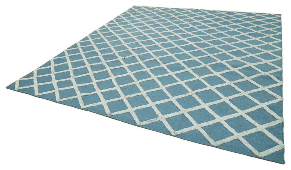 Rug N Carpet - Handmade Modern Design 9' 0'' x 12' 0'' Wool Flatweave Kilim Rug