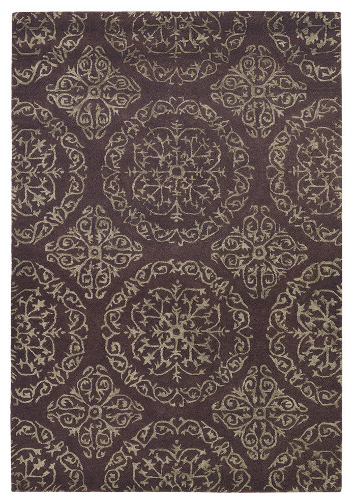 Satara Contemporary Area Rug, Brown and Green