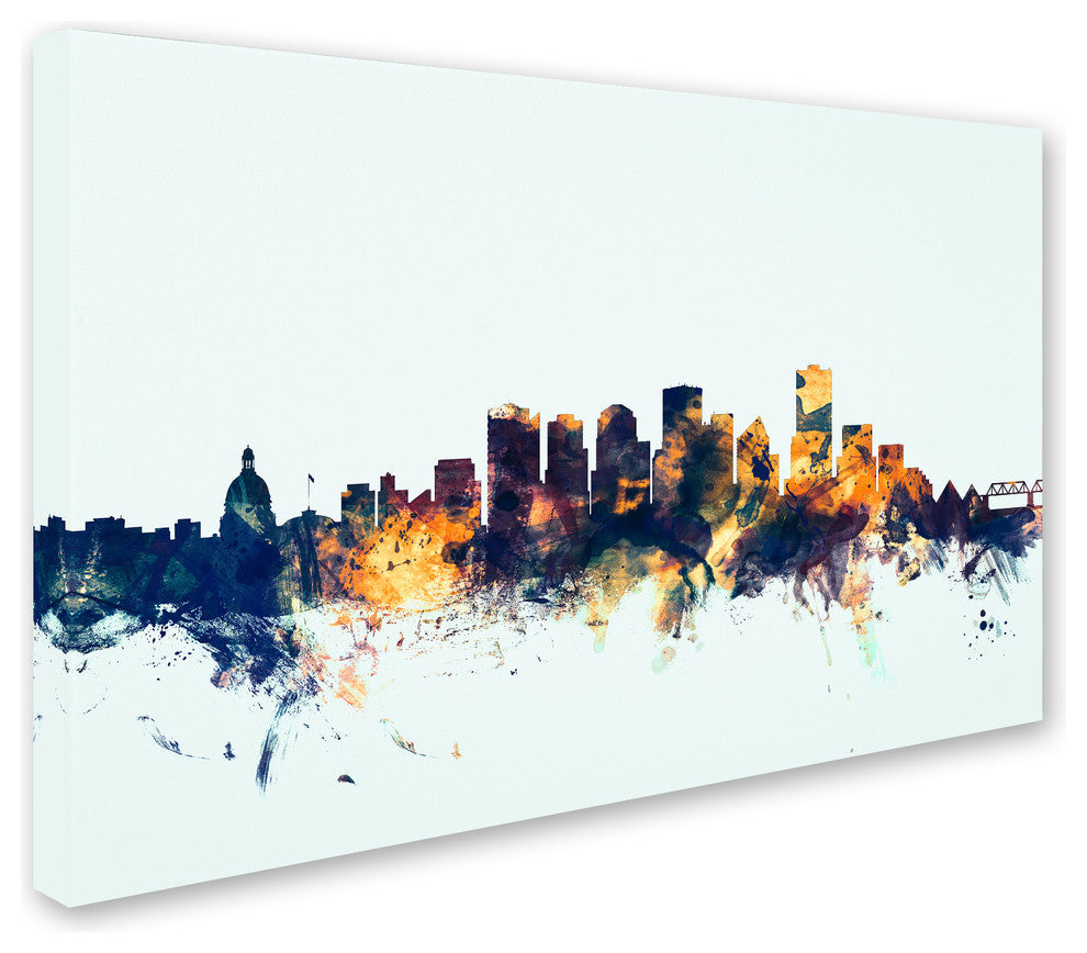 Michael Tompsett ''Edmonton Canada Skyline Blue'' Canvas Art, 12x19