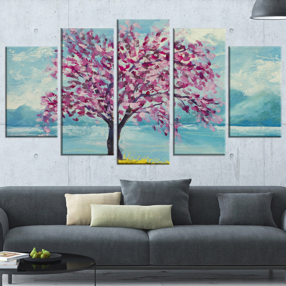 "Blooming Sakura Flowers" Canvas Print, 5-Panels, 60"x32"