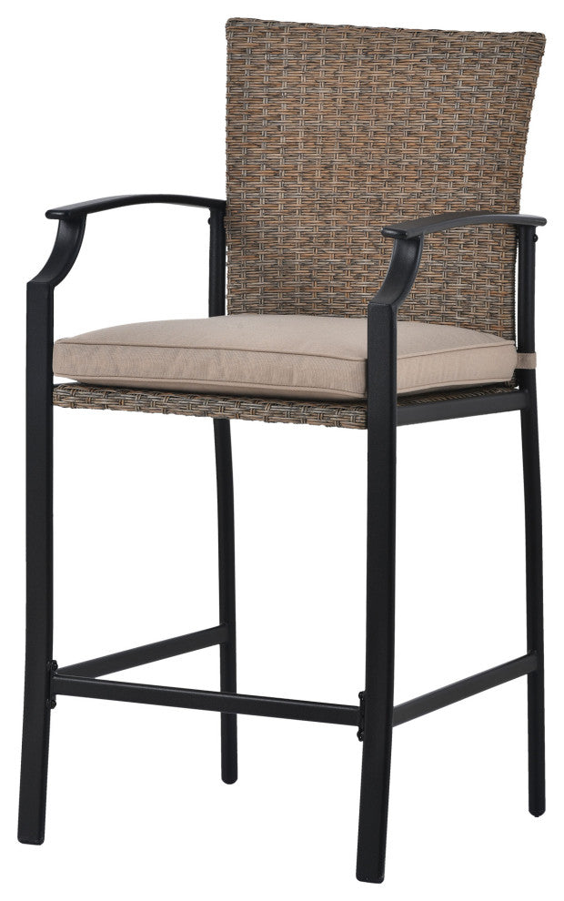 5 Pieces Outdoor Patio Rattan Counter Height Dining Table Set With Cushions