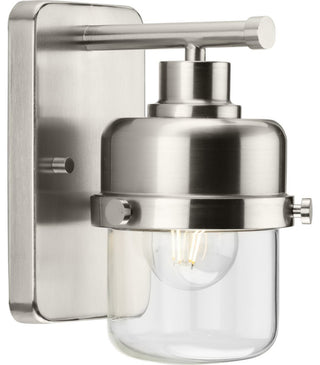 Beckner Collection 1-Light Brushed Nickel Clear Glass Bath Light