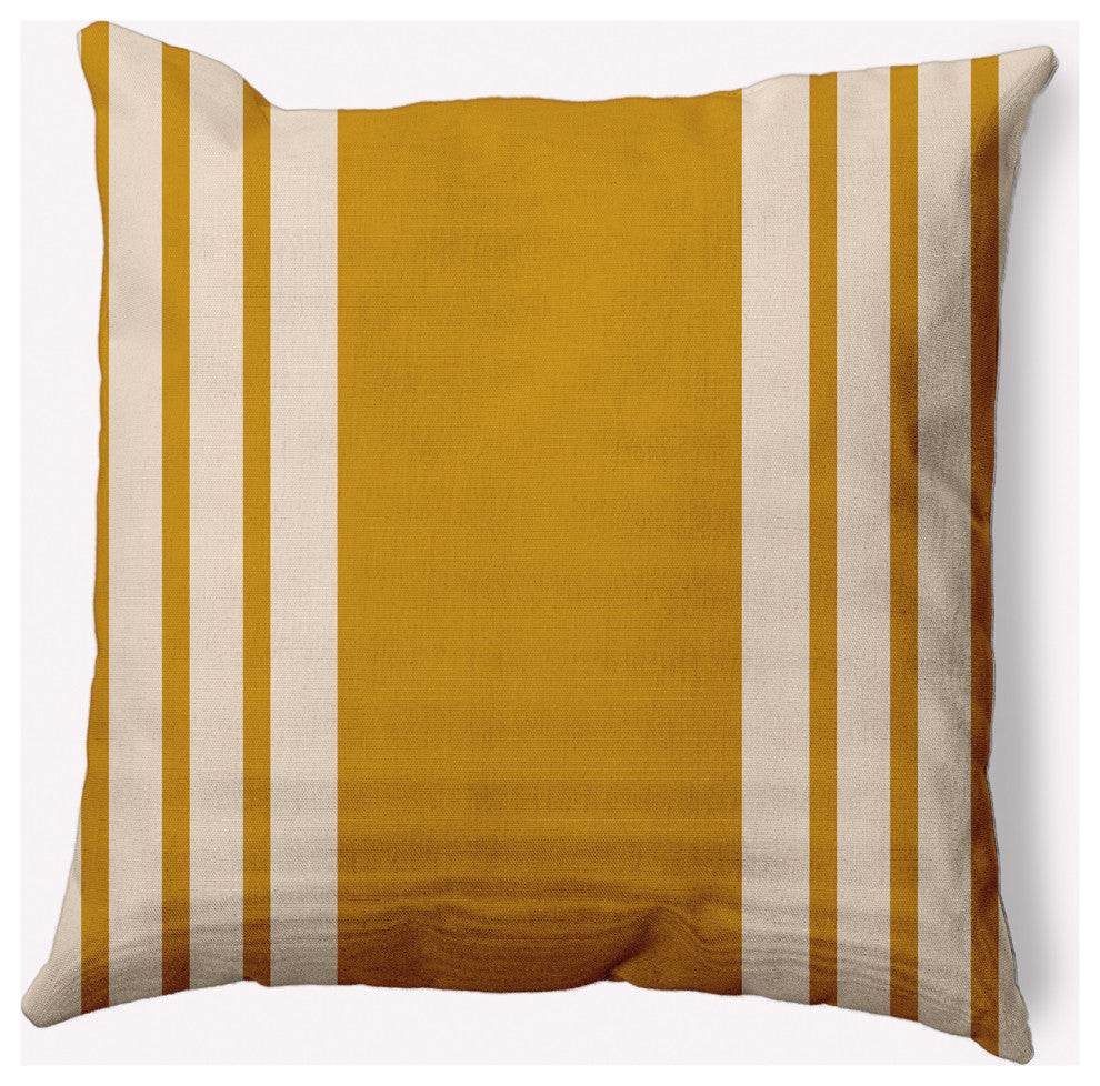 18" x 18" Stripe Indoor/Outdoor Polyester Throw Pillow, Autumn Gold