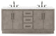 Hugo Carrara White Marble Countertop Bathroom Vanity in Grey Oak, Bronze Handle, 72", Vanity With Hook Faucet