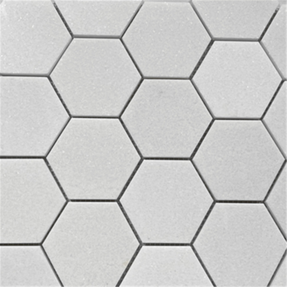 Thassos White Marble Hexagon Mosaic Tile 3 inch Polished, 1 sheet