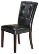 Benzara BM171560 Leather Upholstered Dining Chair Tufted Back Set of 2 Black