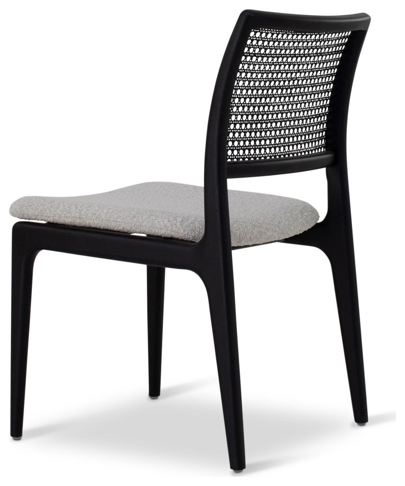 Charlotte Cane Side Chair, Boucle Crafted Glaze Seat, Ebano Frame, Ebano Webbing