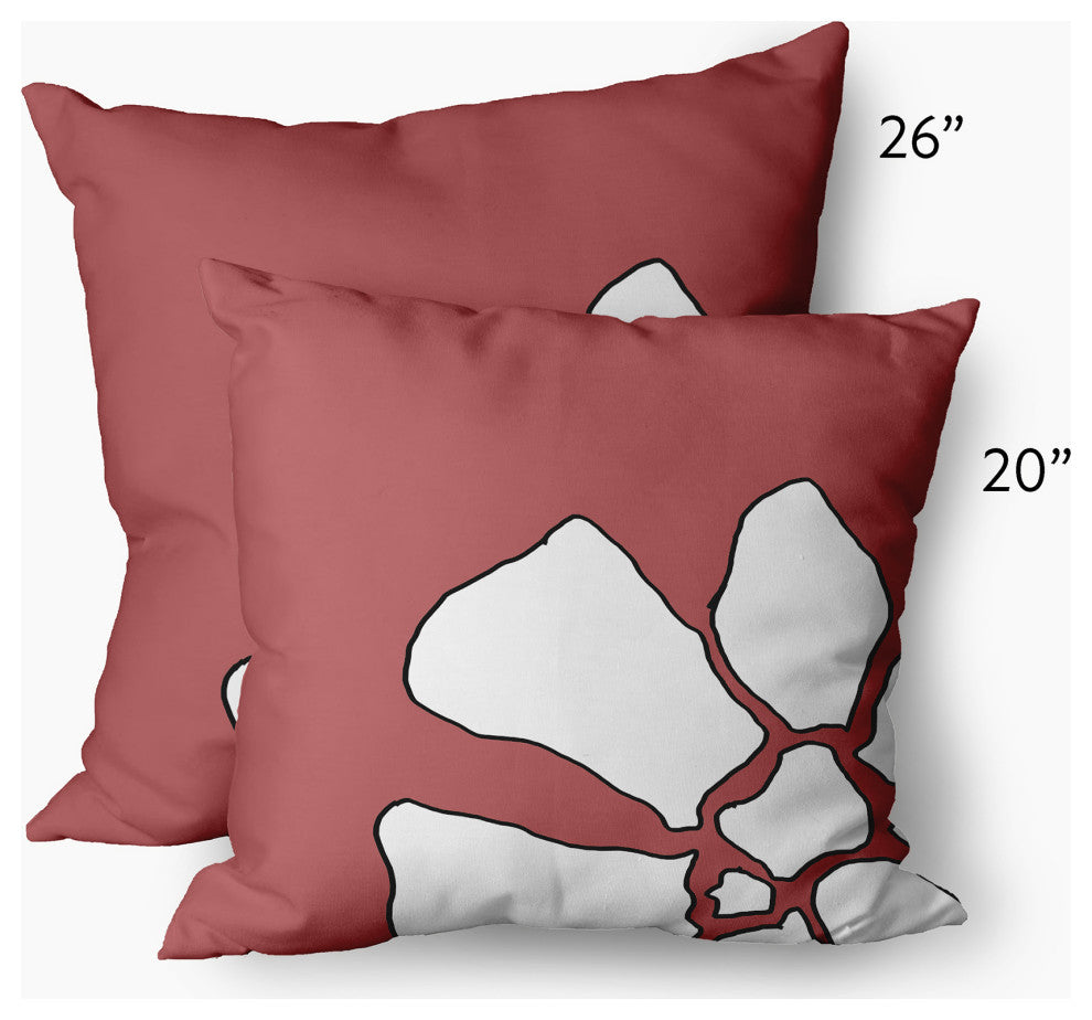 Petal Lines Decorative Throw Pillow, Coral, 26x26"