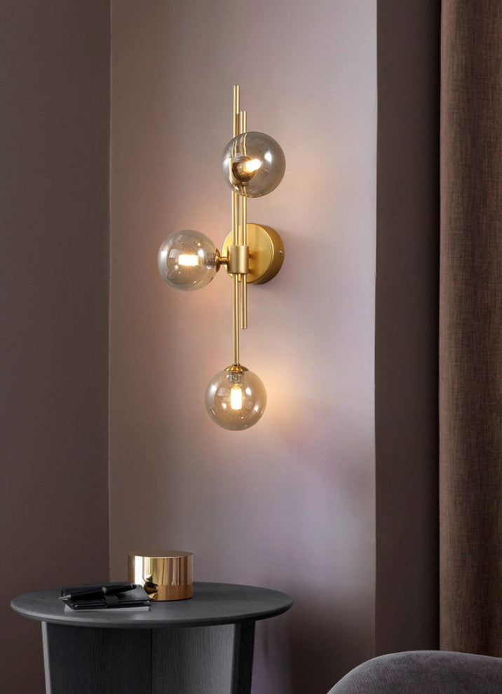 Mieres | Luxury Minimalist Glass LED Wall Lamp, Gray, Left